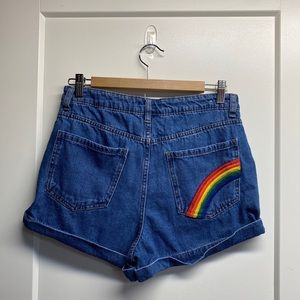 Rainbow Pocket Denim Shorts